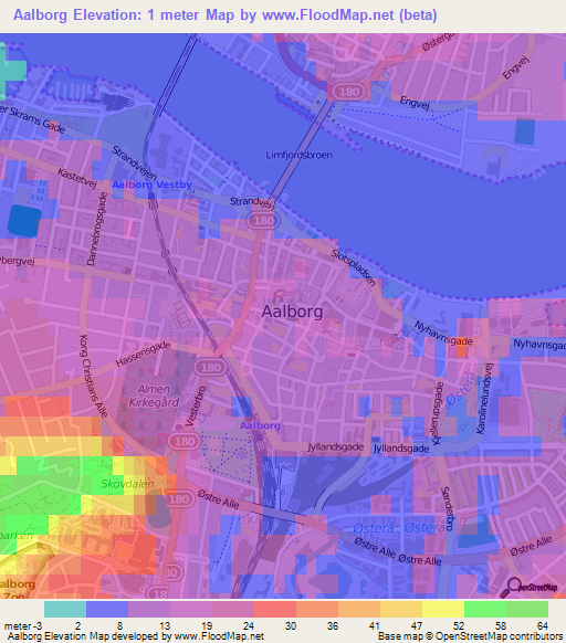 Aalborg,Denmark Elevation Map