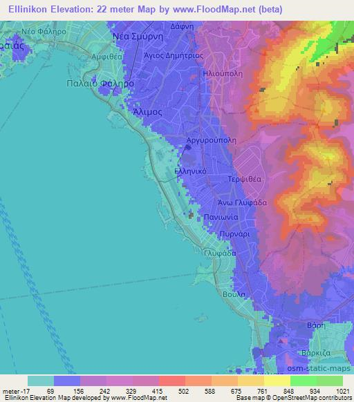 Ellinikon,Greece Elevation Map