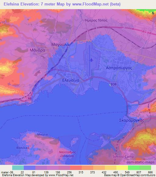 Elefsina,Greece Elevation Map