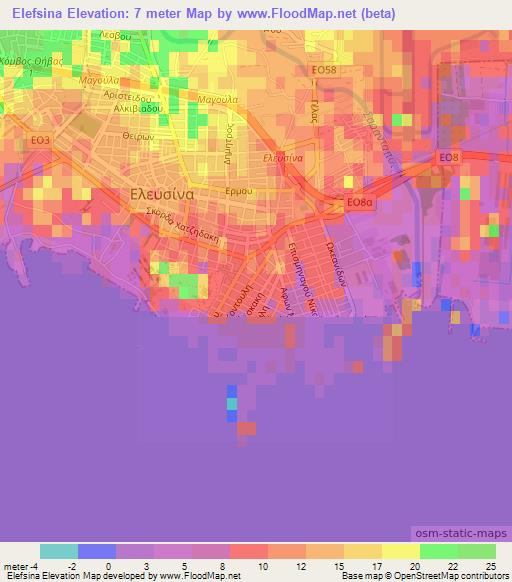 Elefsina,Greece Elevation Map