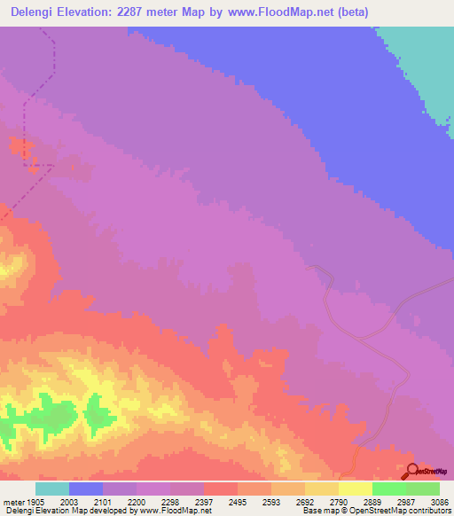 Delengi,Iran Elevation Map