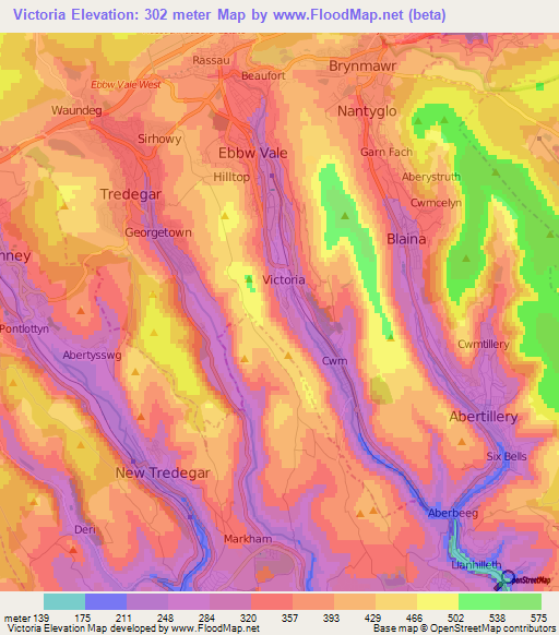 Victoria,UK Elevation Map