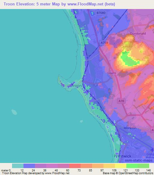 Troon,UK Elevation Map
