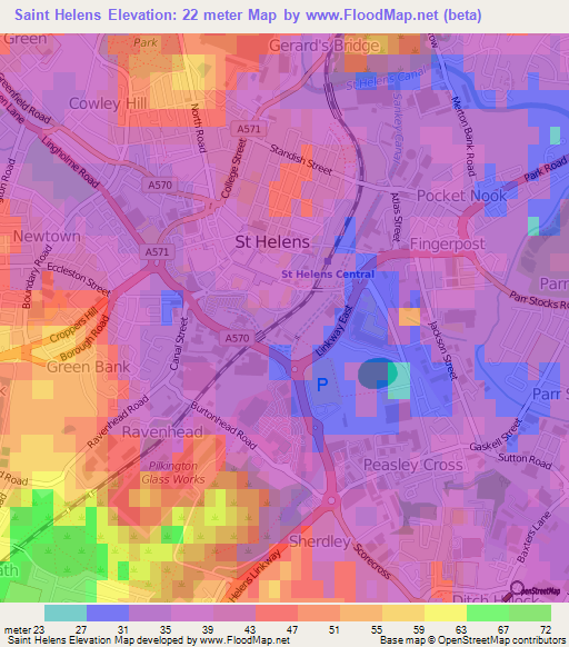 Saint Helens,UK Elevation Map