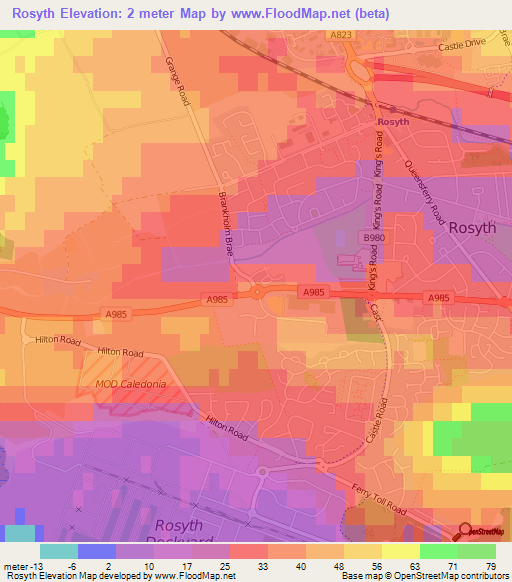 Rosyth,UK Elevation Map