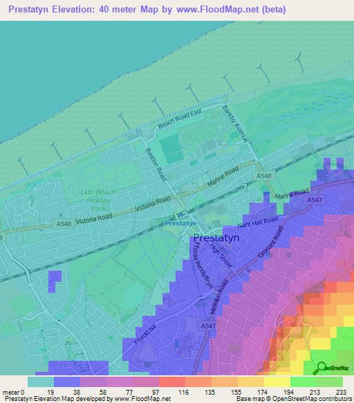 Prestatyn,UK Elevation Map