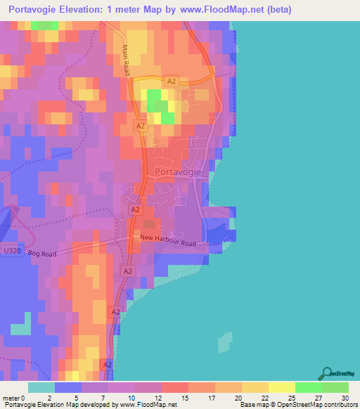 Portavogie,UK Elevation Map