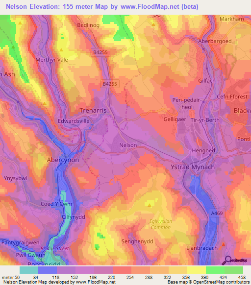 Nelson,UK Elevation Map
