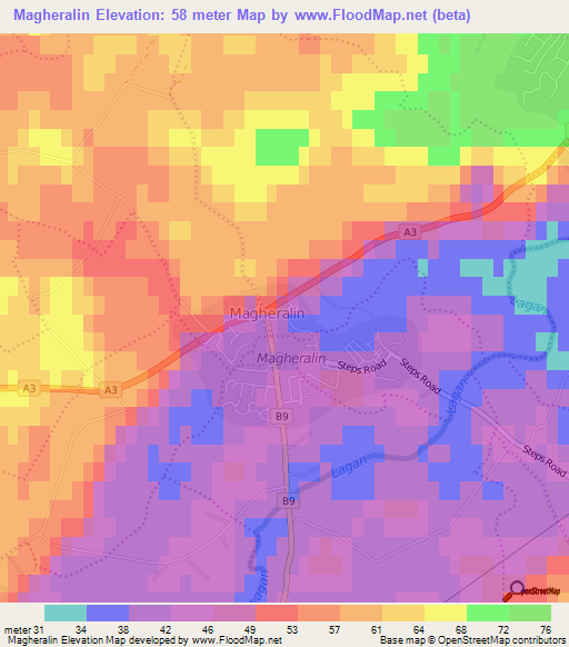 Magheralin,UK Elevation Map