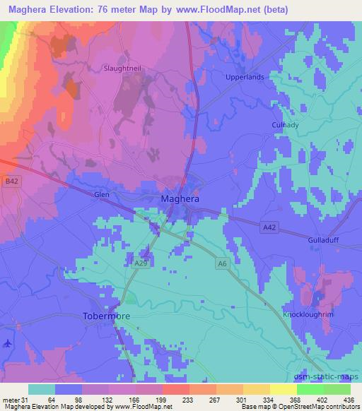 Maghera,UK Elevation Map