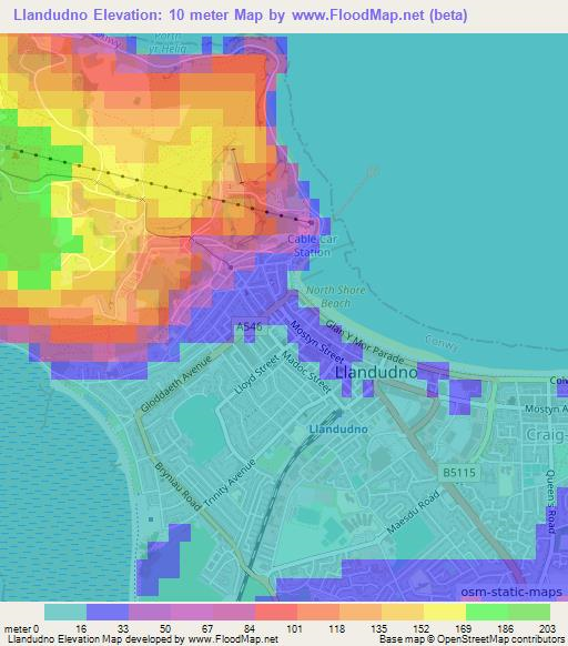 Llandudno,UK Elevation Map