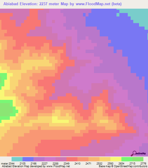 Abiabad,Iran Elevation Map