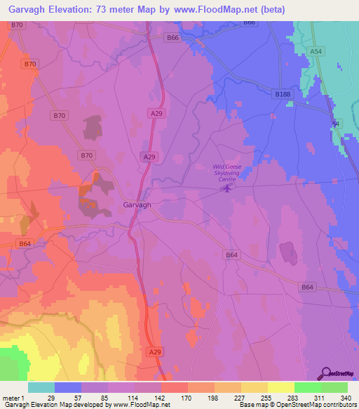 Garvagh,UK Elevation Map