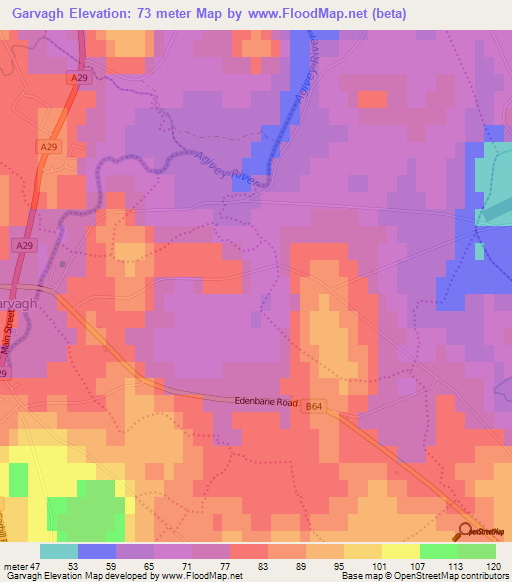 Garvagh,UK Elevation Map