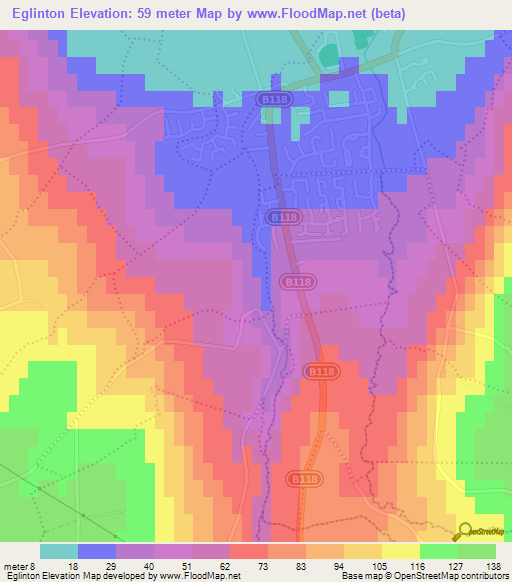 Eglinton,UK Elevation Map