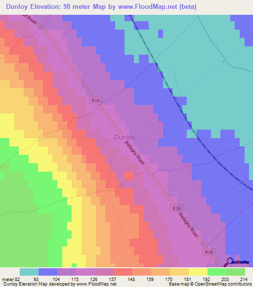 Dunloy,UK Elevation Map