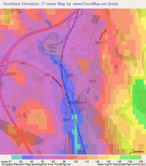 Dunblane,UK Elevation Map