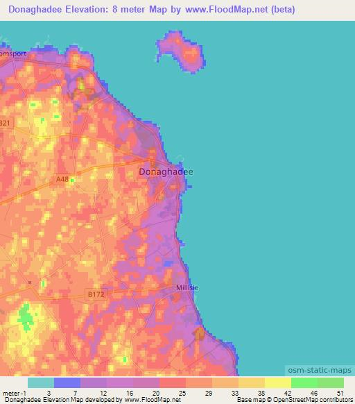 Donaghadee,UK Elevation Map