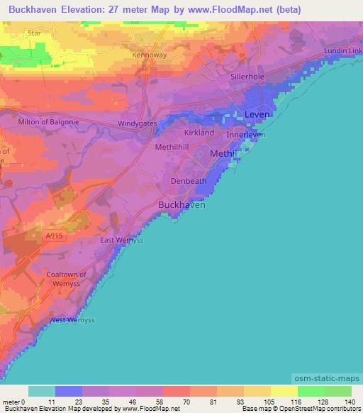 Buckhaven,UK Elevation Map