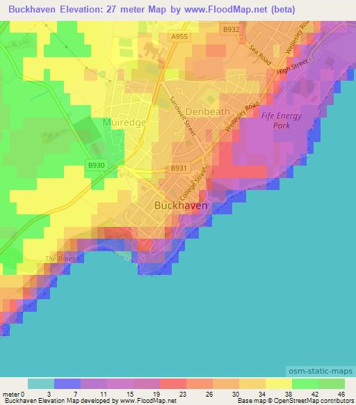 Buckhaven,UK Elevation Map