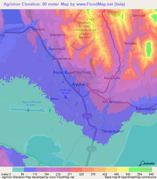 Agrinion,Greece Elevation Map