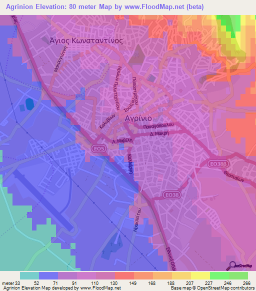 Agrinion,Greece Elevation Map