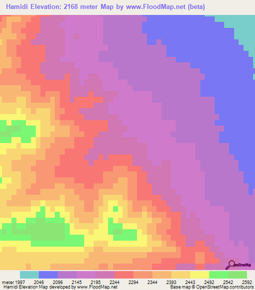 Hamidi,Iran Elevation Map