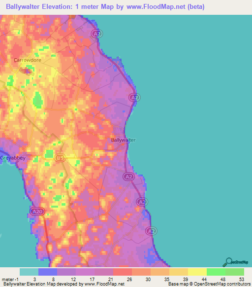 Ballywalter,UK Elevation Map