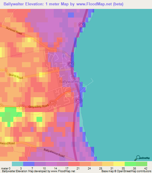 Ballywalter,UK Elevation Map