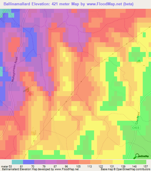 Ballinamallard,UK Elevation Map
