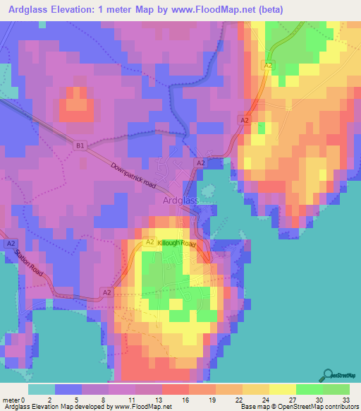 Ardglass,UK Elevation Map