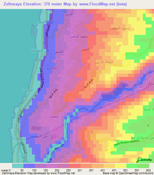 Zelhmaya,Lebanon Elevation Map