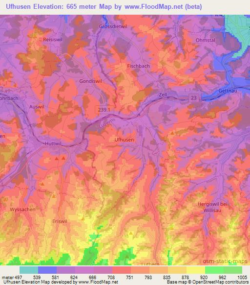 Ufhusen,Switzerland Elevation Map