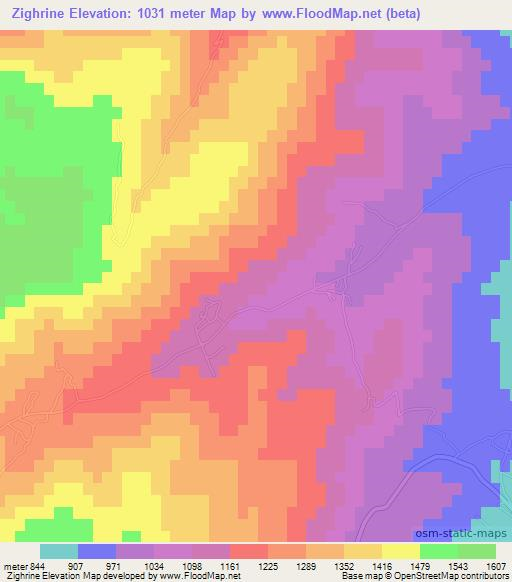 Zighrine,Lebanon Elevation Map
