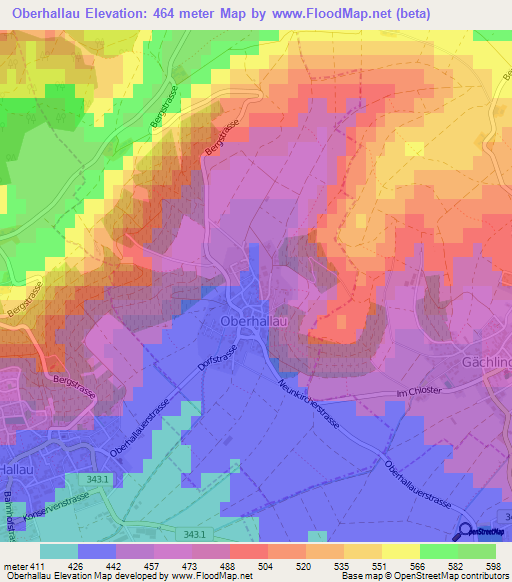 Oberhallau,Switzerland Elevation Map