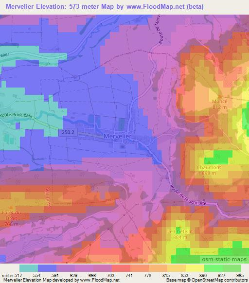 Mervelier,Switzerland Elevation Map