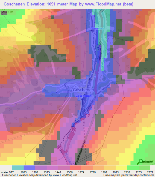Goschenen,Switzerland Elevation Map