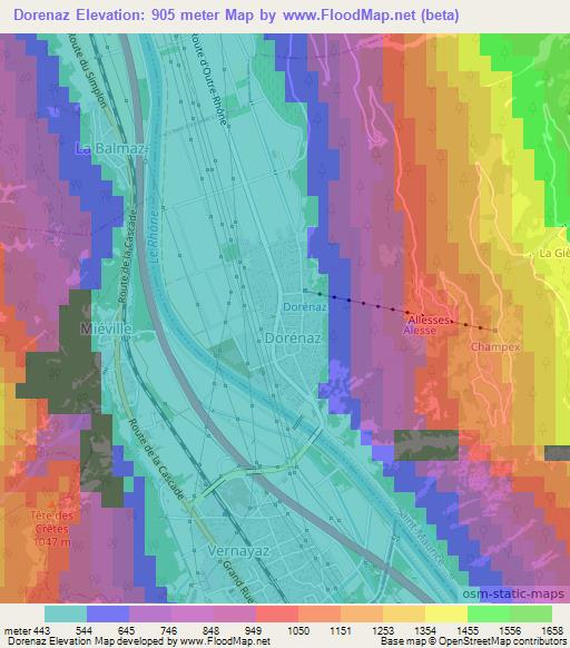 Dorenaz,Switzerland Elevation Map