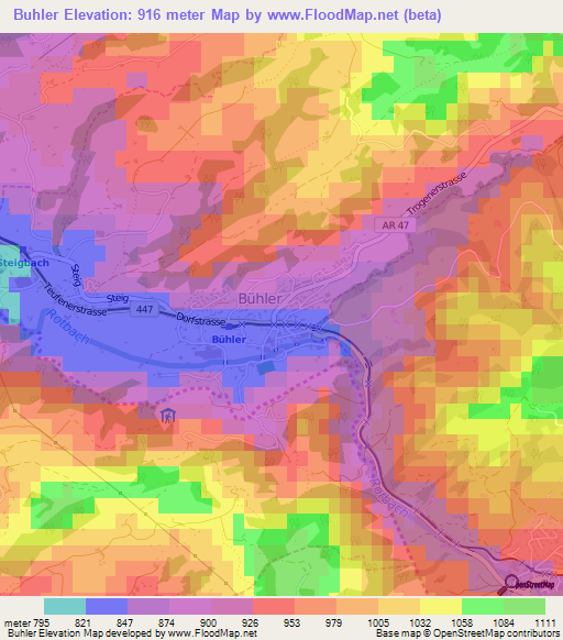Buhler,Switzerland Elevation Map