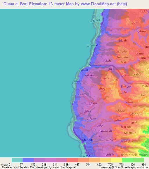 Ouata el Borj,Lebanon Elevation Map