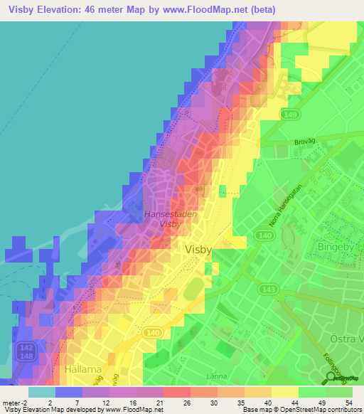 Visby,Sweden Elevation Map