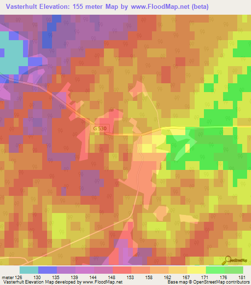 Vasterhult,Sweden Elevation Map