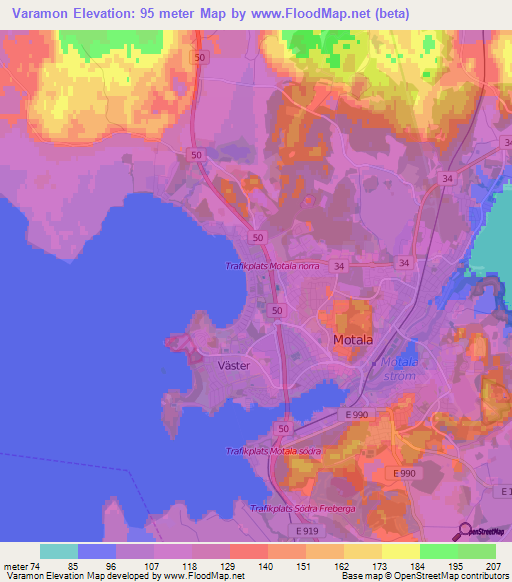 Varamon,Sweden Elevation Map
