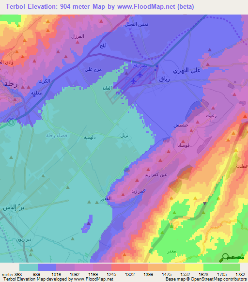 Terbol,Lebanon Elevation Map