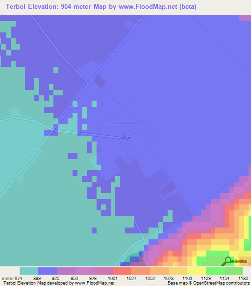 Terbol,Lebanon Elevation Map