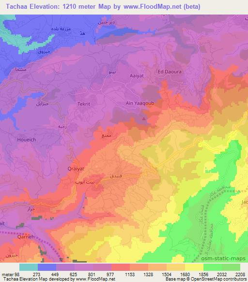 Tachaa,Lebanon Elevation Map