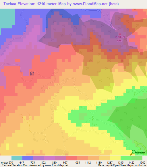 Tachaa,Lebanon Elevation Map