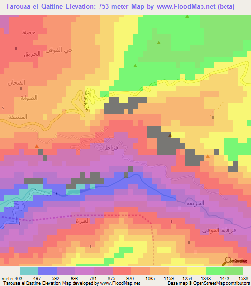Tarouaa el Qattine,Lebanon Elevation Map
