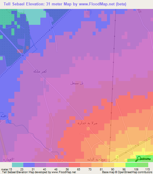 Tell Sebael,Lebanon Elevation Map