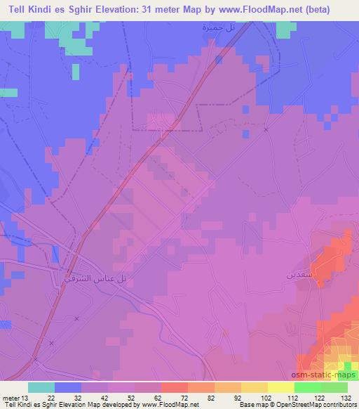 Tell Kindi es Sghir,Lebanon Elevation Map